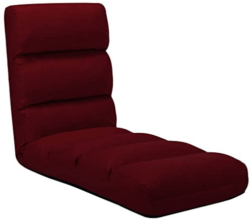 vidaXL Bodenstuhl Faltbar Schlafsessel Sessel Sofastuhl Lounge Bodensessel Liege Bodenkissen Sitzkissen mit Rückenlehne Weinrot Kunstleder