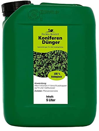 Konfitee Koniferen Dünger Flora Boost 5000ml I Für bis zu 1000L Gießwasser I Dünger für Koniferen, Tannen & Thujen geeignet I Flüssiger Blatt- & Wurzeldünger I 100% natürlicher Pflanzendünger