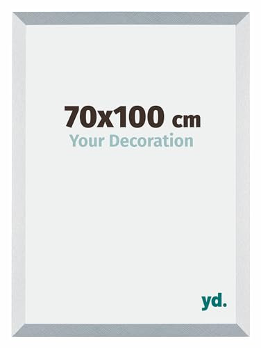 yd. Your Decoration - Bilderrahmen 70x100 cm - Aluminium Gebürstet - Billderrahmen aus MDF mit Acrylglas - Antireflex - 70x100 Rahmen - Mura