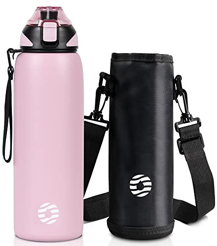 Fjbottle Trinkflasche Edelstahl 1L, 800ml, 600ml, 400ml Kinder BPA-Frei Auslaufsichere Wasserflasche Thermosflasche Sport, Kohlensäure geeignet Thermoskanne für Uni, Schule, Fitness, Outdoor, Fahrrad