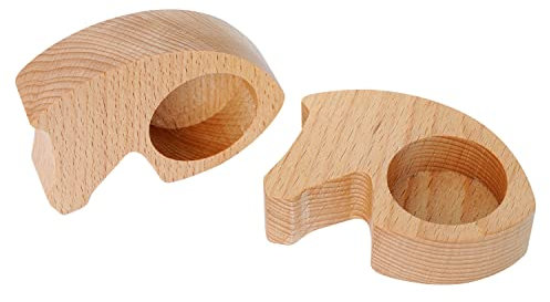 happyROSS Holz-Eierbecher Pferd, 2er-Set | aus massivem FSC-zertifizierten Buchenholz | edles Design mit Lasergravur | Frühstück, Brunch, Ostern