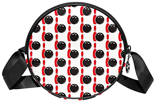 MOMOLOA Umhängetasche Bowling-Kugel-Sport-Muster Messenger Bags Runde Umhängetasche für Damen Damen Mädchen
