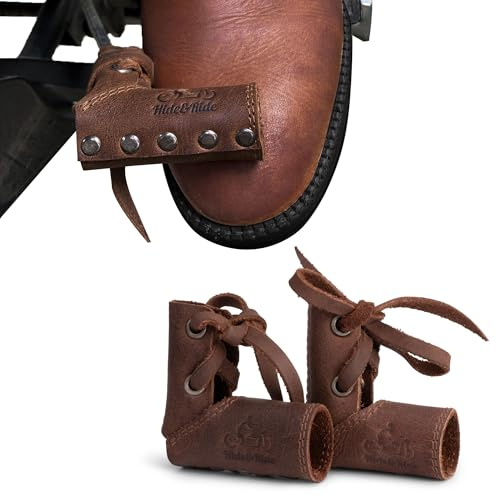 Shift Lever Sock, Set of 2 Full Grain Leather Shifter Shoe Protectors, Motorcycle Motorbike Shift Pad, Handmade Motorcycle Shoe Protector, Gear Cover for Motorbike, Bike Kickstand (Bourbon Brown)