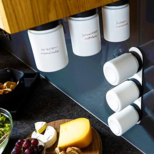 silwy® Lot de 6 verres magnétiques All White avec aimants intégrés et 2 barres métalliques blanches
