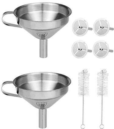 Resin Filter Funnel Kit, 2 Pack 3D Printer Stainless Steel Funnel for Filtering and Recycling UV 3D Printing Uncured SLA/DLP/LCD Photosensitive Resin, Comes with Strainer and Cleaning Brush