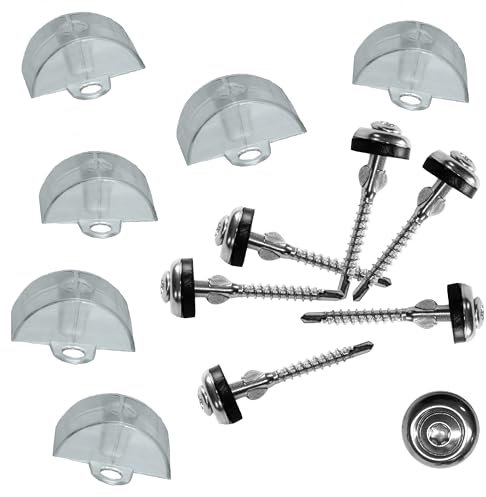 Befestigungs-Set: Spenglerschraube mit Bohrspitze & Bohrflügel + Abstandshalter für Wellplatten mit Sinus-Profil 76/18 (100)