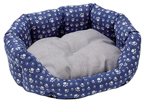 Baroni Home Hundebett aus Stoff, Größe M, weiches rundes Hundematte für Hunde und Katzen, bequem, für Schlafzimmer Wohnzimmer Flur, waschbar (45x55 cm, Blau mit Beinen)