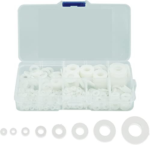500 Piezas Arandela Plana de Nylon, Arandela Plana Aislante Redondo, Juntas Toricas para Arandelas Mecánicas - Blanco, M2/M2.5/M3/M4/M5/M6/M8/M10