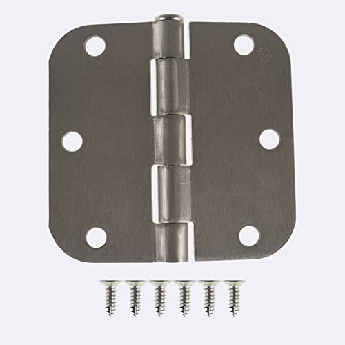 waltyotur Lot de 18 charnières de porte intérieure arrondies en nickel satiné 8,9 x 8,9 cm, charnières de porte en nickel brossé