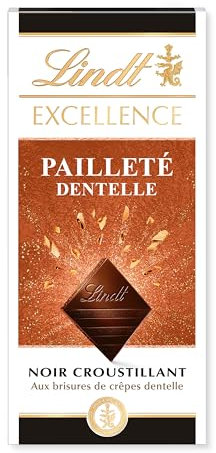 Lindt Excellence Tavoletta di Cioccolato Fondente con Cialda Friabile, Formato 100g