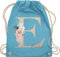 Turnbeutel Rucksack - Anfangsbuchstabe Name I Initialen personalisiert - Unisize - Hellblau - jga taschen schulkind beutel buchstaben e stoffbeutel sporttasche mädchen turnsack kindergarten