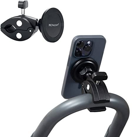 PROfezzion Mag-Safe Handyhalterung Metall, Handy Halterung für Fahrrad Lenker, Laufband, Treadmill, Fitnessstudio, Kinderwagen, Rennrad, Fahrradlenker, Bike für iPhone 16 15 14 13 12 & alle Handys