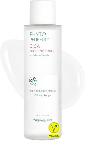 THANKYOU FARMER Phyto Relieful CICA Boosting Toner 200ml - PHA+LHA Liquid Exfoliant for Face, Korean Toner for Face, Fragrance/Alcohol/Oil Free