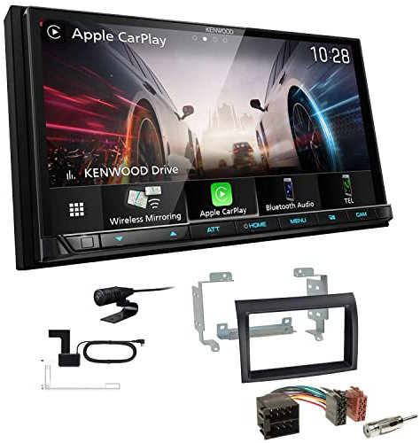 Kenwood DMX8021DABS 2-DIN Autoradio kompatibel mit WiFi Apple CarPlay Android Auto Bluetooth DAB+ USB-C passend für FIAT Ducato ab 2006 schwarz gewölbte Kante