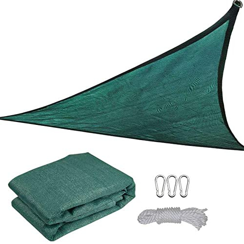 Tenda A Vela Triangolare Tenda da Sole Resistente Ai Raggi UV in Robusto Polietilene Ad Alta Densità (100% HDPE) per Feste All'aperto in Giardino E in Terrazza con Corda (3x3x3m,Verde)