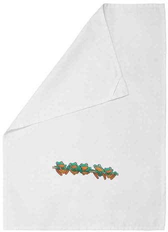 Azeeda 'Tree Frog Family' White Cotton Tea Towel/Dish Cloth (TW00028767)