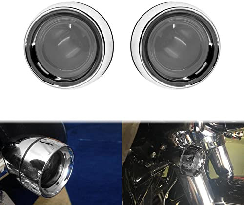 HCmotorku Motorrad-Blinker-Licht-Objektivabdeckung, Bullet-Blende, passend für Harley Touring Road King Street Glide Sportster Softail Dyna 2000–2023, 2 Stück, Chrom & Smoke