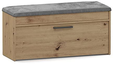 CDF Schuhschrank Parma | Farbe: Eiche Artisan | Ideal für Diele, Flur, Büro | Schuhaufbewahrung | Bequemer Sitz (Kissen) | Modern | Flügeltür | Lagerung