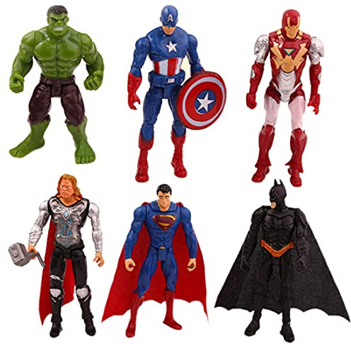 DIOTTI 6-teilige Mini-Superhelden-Geburtstagsdekoration - Superhelden-Geburtstagsdekoration Avengers Tortenaufsätze Kinder Geburtstagskuchendekoration Karikatur-Tortenaufsatz Partydekoration