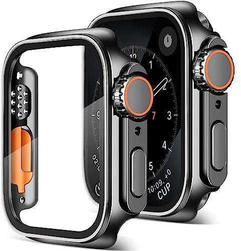 2Buyshop Cover per Apple Watch Serie 9 8 7 41mm, Custodia Rigida PC Antiurto Sottile Slim, Vetro Temperato Pellicola Protettiva, 1 Pezzo