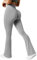 DOULAFASS Damen Yogahose Gerippte Schlaghose Yoga Pants Flared Leggings High Waisted Hose Schlag Leggings Laufhose Hellgrau S