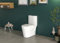 MEJE #45 WC esteso monopezzo con coprisedile soft close, ceramica, superficie bianca, facile da pulire, scarico a parete