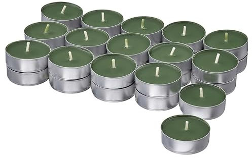 JÄMTSKOGEN Scented tealight, Cypress & Eucalyptus/Dark Green, 3.5 hr/30 Pack