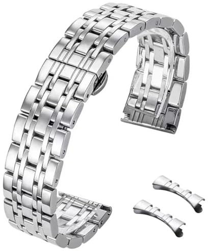 HEYOZURY Edelstahl Uhrenarmbänder Metall uhrarmband mit Geraden und Gebogenen Ende 12mm 14mm 16mm 18mm 19mm 20mm 21mm 22mm Metal Ersatzband Armbänder Edelstahlarmband für Uhr für Herren/Damen