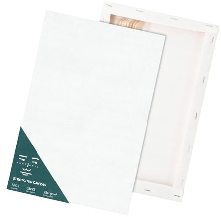 Artnapi Toile sur châssis | À peindre 55 x 75 cm | Toile blanche vierge en 100 % coton | Triple apprêt | Grammage 280 g/m² | Kit pour adultes, artistes et enfants