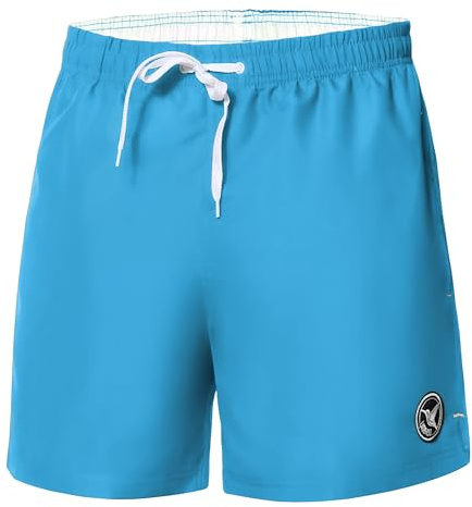 Ladeheid Short de Bain Homme, Maillot de Bain Séchage Rapide avec Doublure en Filet, Poches Fonctionnelles, Taille Élastique avec Cordon, Léger et Confortable LA40-198 (Bleu Clair, 4XL)