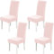 Xundefeng 4er Set Stretch Samt Stuhlhussen für Esszimmerstühle, Schutz Hussen für Stühle Schwingstühle, Dekoration Stuhlbezug für Haus, Küche, Hotel, Party - Rosa