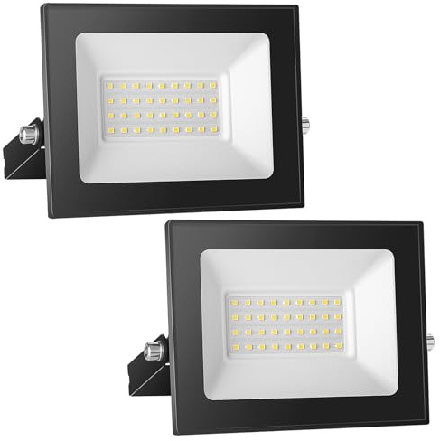 Loyal LED Strahler 12V DC, 30W Superhell Fluter IP65 Wasserdicht, 3000K Warmweiß Außenwandleuchten, 3000LM Scheinwerfer für Garten, Hof, Terrasse, Garage, 2-Teiliger