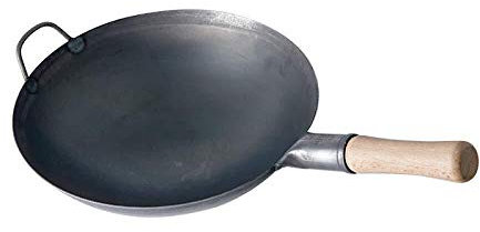 Wok Olla Olla De Hierro Woks Manuales Wok Forjado Wok Casero Wok Vintage Restaurante Wok Caldero Sin Revestimiento,40cm (38cm)