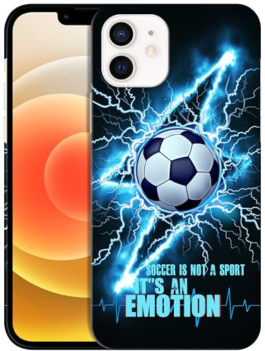 GlamCase for iPhone 12 Mini, iPhone 12 Mini Case - Football (Soccer) Lightining Design Printed Slim Fit Cute Plastic Hard Snap on Protective Designer Back Phone Case / Cover for iPhone 12 Mini.