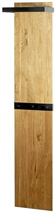 HAKU Möbel garderobe Murale chêne, Noir, Bois Massif, métal - Dim.: L 35 cm x H 175 cm x P 25 cm, Style: Modern