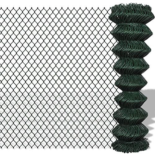 Lechnical Chain Link Fence Steel 1,5x25 m Green,Chain Link Fence,Garden Fencing,Chain Link Fencing,Garden Fencing Barrier-140351