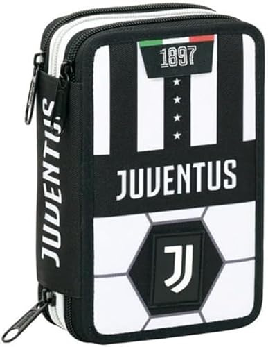Seven Schulmäppchen mit 3 Reißverschlüssen, mit Juventus-Korrektur, weiß und schwarz