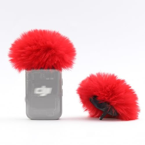 LEFXMOPHY Red Windscreen for DJI MIC 2 accessories (2024)/ Mic2 / OSMO POCKET 3 Microphone Transmitter Furry Wind Muff Deadcat Foam (Not for Dji Mic 1 2023), 2-Pack