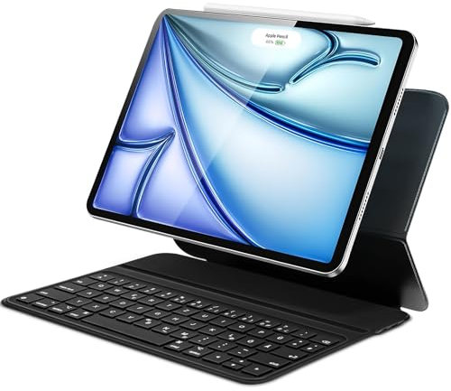 YUEJIDZ Tastatur Hülle für iPad Air 6 11 Zoll 2024(M2),i-Pad Air 5/4 10.9 Zoll, iPad Pro 11 4/3/2/1 Gen,Ultra Slim,Magnetische Hülle mit QWERTZ Bluetooth Tastatur, Schwarz