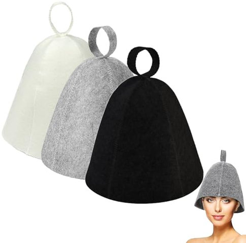 3 Stück Sauna Hut, Sauna Mütze, Saunahut, Filz Saunakappe für Damen Und Herren, Saunahut Filz Sauna Hut, für Saunaliebhaber Ein Wellness Erlebnis (Schwarz, Weiß, Grau)