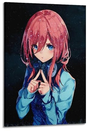 NRCKMIHRAE Nakano Miku Comic-Poster, dekoratives Gemälde, Leinwand, Wandposter und Kunstdruck, moderne Familienschlafzimmer-Dekoration, Poster, 20 x 30 cm