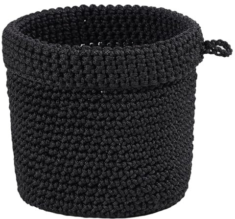 1pcs Korb für Gästehandtücher,Häkelkorb,Korb für Aufbewahrung,Aufbewahrungskorb,Organizer Boxen,Ordnungsboxen Küche,Regalkörbe,für Handtücher,Kosmetik,Schlüsseln,Ohrringe,13 * 14 cm-Schwarz