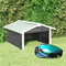 ShGaxin Roboter-Rasenmäher Garage, Mähroboter Garage, Rasenroboter Garage, Carport Bausatz, Rasenmäher Garage, 72x87x50 cm Grau Weiß Tannenholz
