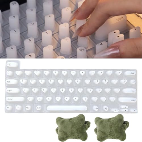Generisch Laptop Keyboard Protector for Long Nails, Silicone Keyboard Cover with Raised Edges, Dust Protection (White) for MacBook