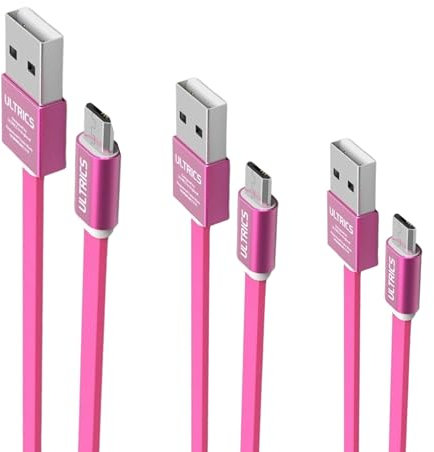 Micro USB Cable 1M (3 Pack), Pink Flat USB to Micro USB Charging Cable, Android Charger Cable, Micro USB Data Sync Cord Compatible with Samsung Galaxy S7 S6 S5 J3 J5 J7, Kindle, PS4, Xbox and more