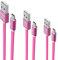 Micro USB Cable 1M (3 Pack), Pink Flat USB to Micro USB Charging Cable, Android Charger Cable, Micro USB Data Sync Cord Compatible with Samsung Galaxy S7 S6 S5 J3 J5 J7, Kindle, PS4, Xbox and more