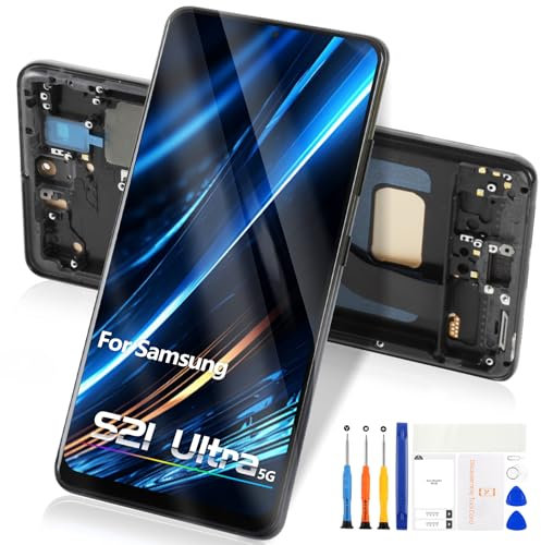 Atwist Écran LCD pour Samsung Galaxy S21 Ultra 5G G998 - pour Galaxy S21 Ultra 5G LCD Display Écran Tactile Remplacement Assemblée SM-G998B G998U G998N (Noir avec Cadre,Pas d'empreintes Digitales)