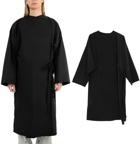 Healvian Hairdressing Gown with Sleeves, Black Kimono Client Robe | Adjustable Barber Gown,Salon Cover for Hair Cutting, Colouring, Barber and Home Use