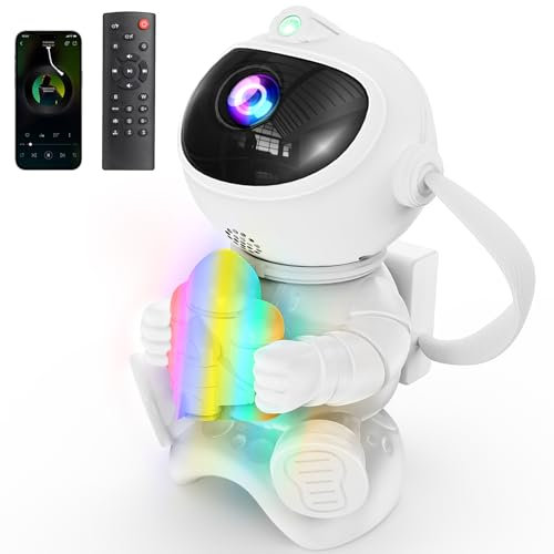 PKBD Bluetooth Speaker Astronaut Galaxy Projector Star Projector 8 Colors Night Light Kids for Bedroom Decor Starry Sky Projection 8 Galaxy Nebula,Gift Idea for Boys Girls Adults-Spaceship
