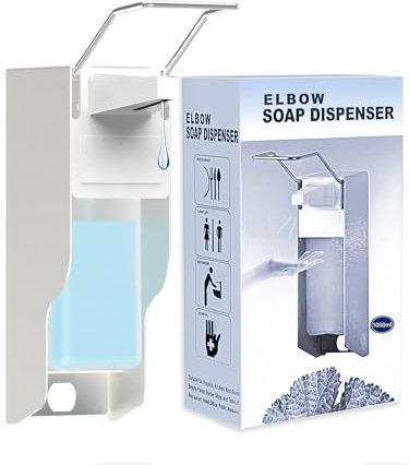 Distributore disinfettante da 1000 ml, dispenser per sapone da parete, dispenser per disinfettanti e sapone per mani, dispenser di sapone bianco (alluminio)